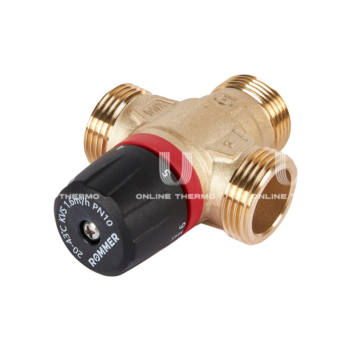 Термостатический смесительный клапан Rommer RVM-0131-164325 НР 1", Kvs 1.6, PN5, 20-43°C 