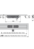 Душевой лоток (водоотводящий желоб) AlcaPlast APZ101-1050 Low, низкий, горизонтальный сток - 1050 мм 