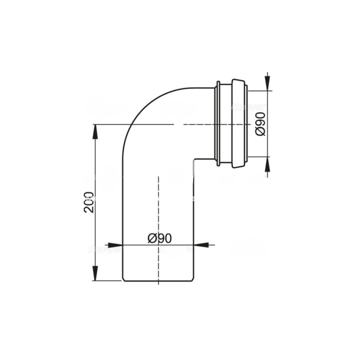 Колено стока AlcaPlast M908, комплект 90/90 