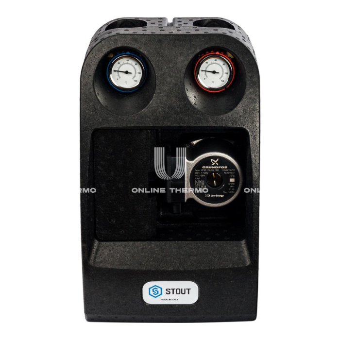 Насосная группа Stout SDG-0002-002502 DN 25 (1") с термосмесителем и насосом Grundfos UPSO 25-65 