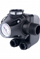 Реле давления Stout PM5-3W SCS-0001-000053 со встроенным манометром и трёхвыводным штуцером, диапазон регулирования давления 1-5 бар, ВР-ВР-НР 1" 