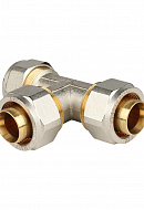 Тройник равнопроходной Stout SFS-0009-000032, 32 мм, никелированный, компрессионный 