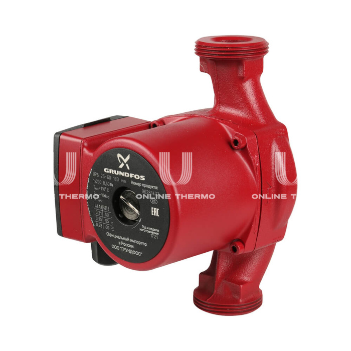 Насос циркуляционный Grundfos UPS 25-60 96281477, с гайками, база 180 мм 