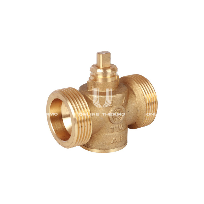 Двухходовой зонный (зональный) клапан Stout SVM-0070-200132 1 1/4" НР, Kvs 12, с сервоприводом 230V, компактный 