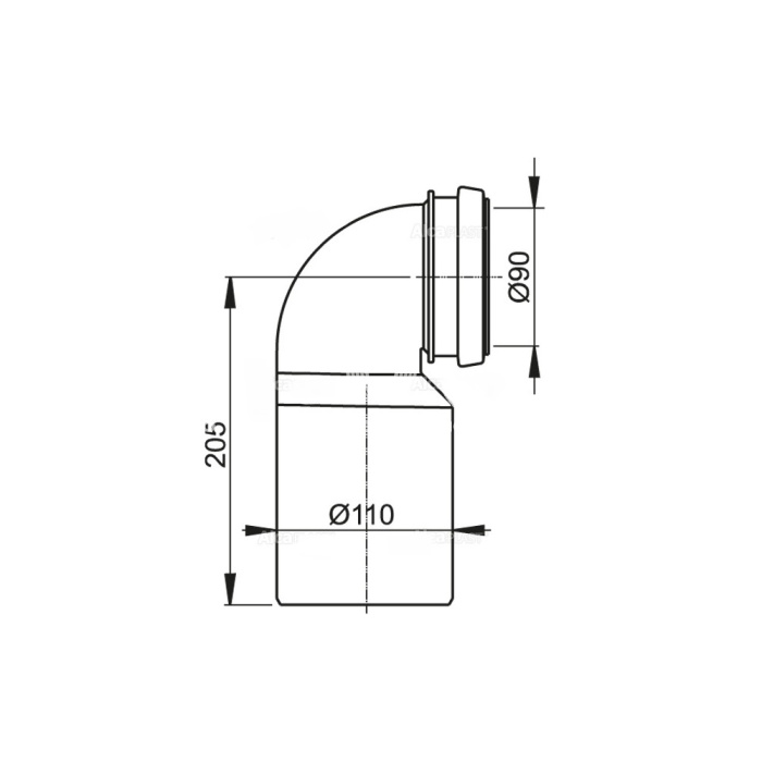 Колено стока AlcaPlast M906, комплект 90/110 