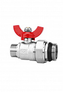 Комплект прямых шаровых кранов Varmega VM15952, 1"x3/4" НР-НР, с разъемным соединением, ручка-бабочка, для коллекторных групп 