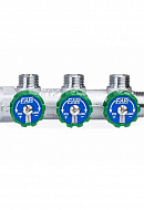 Регулирующий проходной коллектор FAR FK 3822 3412, 3/4" ВР-НР, на 3 контура  1/2" НР, модульный, конусное соединение 