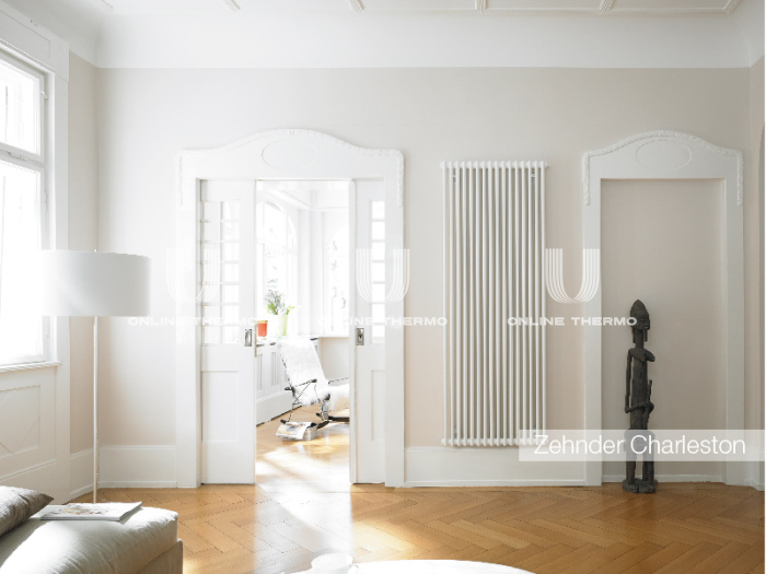 Стальной трубчатый радиатор Zehnder Charleston 3150/14 RAL 9016 1/2", боковой, белый, с креплением 