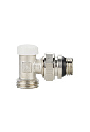 Запорный радиаторный клапан (вентиль) ручной регулировки Varmega VM10212, 1/2" x 3/4"EK НР, угловой, с самоуплотняющимся полусгоном 