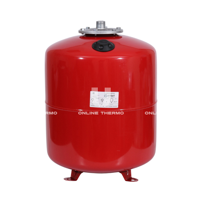 Расширительный бак для отопления Stout STH-0006-000050, 50 л, красный вертикальный, на ножках 