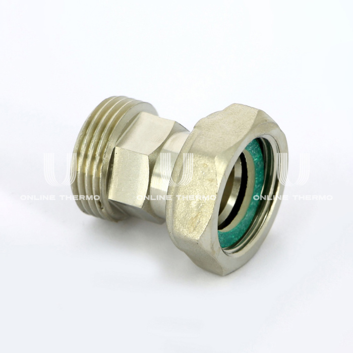 Соединение с накидной гайкой Uni-Fitt 622N3000, ВР-НР 3/4", с плоским уплотнением, никелированное 