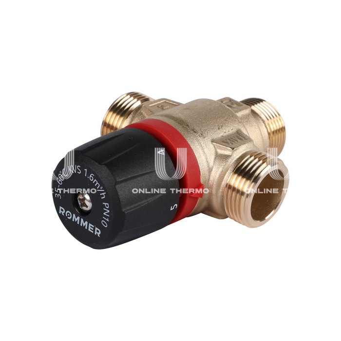 Термостатический смесительный клапан Rommer RVM-0122-166020 НР 3/4", Kvs 1.6, PN5, 35-60°C 