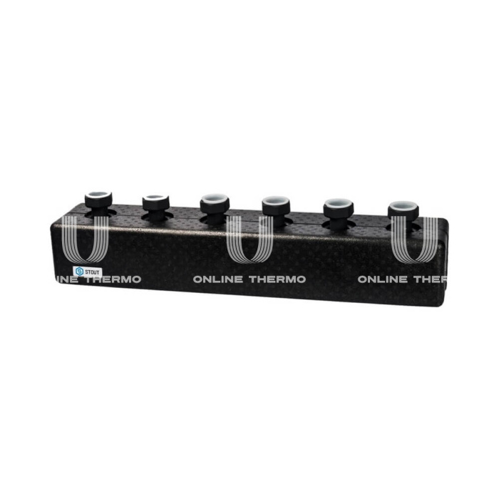 Модульный распределительный коллектор Stout SDG-0016-004003 DN25, до 70 кВт, конструкционная сталь, с термоизоляцией 