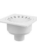 Сливной трап Alcaplast APV16, 150×150/50 мм, прямой сток, белая пластиковая решетка, мокрый гидрозатвор 