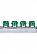 Регулирующий проходной коллектор Stout SMB-6850-011204, ВР-НР 1", на 4 контура 1/2", модульный, хромированный 