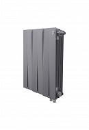 Биметаллический дизайн радиатор Royal Thermo PianoForte 500 Silver Satin (серый) VDR80 - 6 секций, нижнее правое подключение, 80 мм 