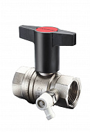 Кран шаровый Oventrop Optibal 1077806, 3/4" ВР-ВР, полнопроходной, ручка пластиковая удлиненная, со штуцером для слива 1/4" 