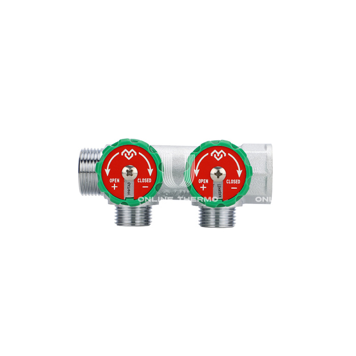 Коллектор регулирующий Varmega VM14612, 3/4", на 2 выхода 3/4"ЕК, хромированный 
