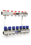 Коллекторная группа для отопления Varmega VM15807 ВР 1", на 7 контуров 3/4" EK, латунь 