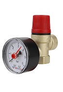 Клапан предохранительный (сбросной) Varmega VM16611 1/2" ВР, 1.5 бар, мембранный, латунь, с манометром 