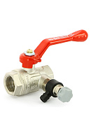 Кран шаровый Uni-Fitt 115L2000, 1/2" ВР-ВР, полнопроходной, с дренажным вентилем, ручка-рычаг 