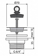 *Водослив для мойки Alcaplast A33, 6/4" с нержавеющей peшeткой Ø70 