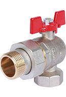 Кран шаровый угловой с разъемным соединением Rommer RBV-0006-0610225, 1" ВР-НР, стандартный, ручка-бабочка 