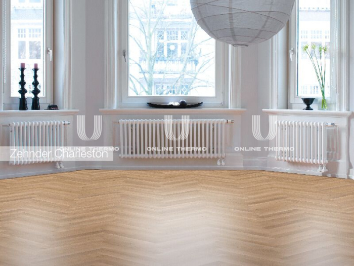Стальной трубчатый радиатор Zehnder Charleston Completto 2056/16 V001 RAL 9016 1/2", нижний, белый, без крепления 