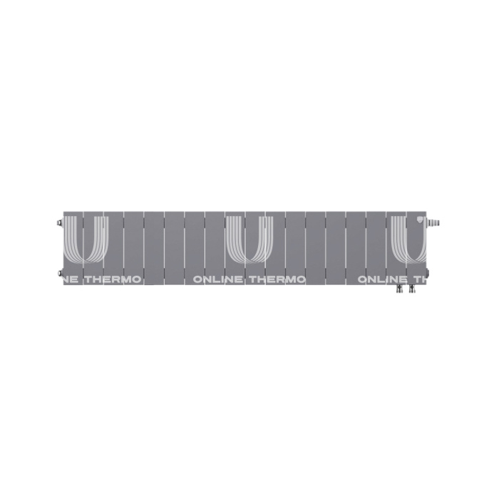 Биметаллический дизайн радиатор Royal Thermo PianoForte VD 200 Silver Satin (серый) VDR80 - 18 секций, нижнее правое подключение, 80мм 
