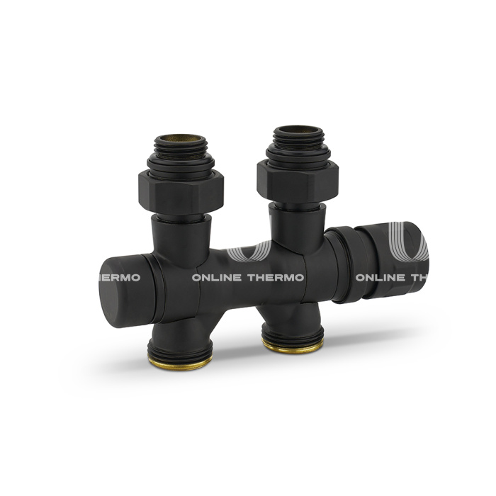 Узел нижнего подключения Varmega VMDV25-200415, 1/2"х3/4"EK, универсальный, черный 