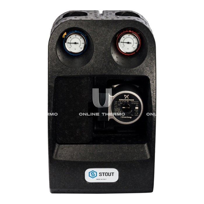Насосная группа Stout SDG-0003-002502 DN 25 (1") с приводным смесителем и насосом Grundfos UPSO 25-65, подача справа 