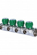 Регулирующий проходной коллектор Stout SMB-6850-011204, ВР-НР 1", на 4 контура 1/2", модульный, хромированный 
