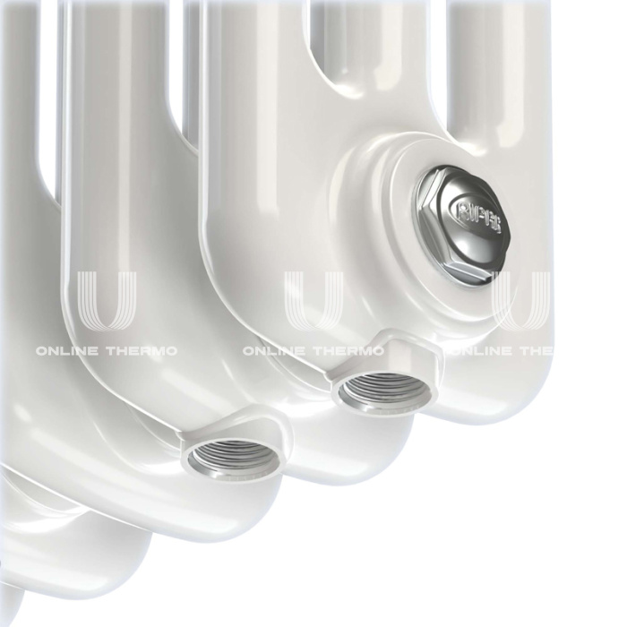 Стальной трубчатый радиатор Rifar Tubog 3057/16 RAL 9016 3/4", нижний, белый, в комплекте термостатический клапан 