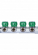 Регулирующий проходной коллектор Stout SMB-6850-011204, ВР-НР 1", на 4 контура 1/2", модульный, хромированный 