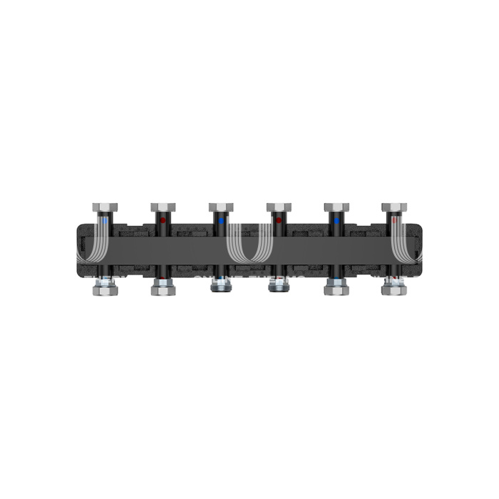 Распределительный коллектор Varmega V-Flow VMPG05-000005, до 5 контуров, сталь, с термоизоляцией 
