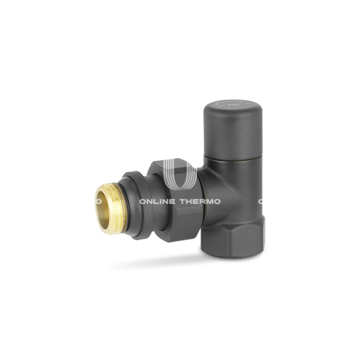 Радиаторный клапан ручной регулировки Varmega VMDV01-210404, 1/2" ВР-НР, угловой, черный 