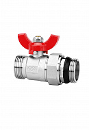 Комплект прямых шаровых кранов Varmega VM15951, 1"x1" НР-НР, с разъемным соединением, ручка-бабочка, для коллекторных групп 