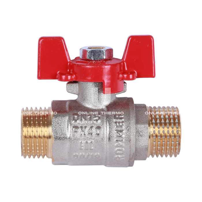 Кран шаровый Rommer RBV-0007-0410215, 1/2" НР-НР, стандартный, ручка-бабочка 