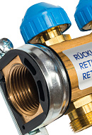Распределительный коллектор (группа) для отопления Watts HKV-8 10004184 ВР 1", на 8 контуров 3/4" ЕК, латунь, с концевыми группами 