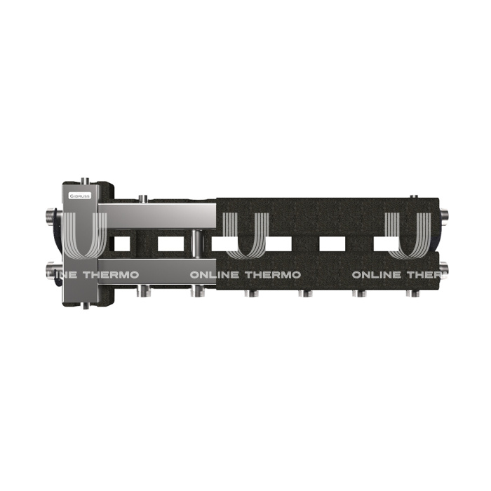 Балансировочный коллектор Gidruss (Гидрусс) BMSS-80-4D.EPP, до 80 кВт, нержавеющая сталь, с термоизоляцией 
