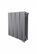 Биметаллический дизайн радиатор Royal Thermo PianoForte 500 Silver Satin (серый) VDR80 - 8 секций, нижнее правое подключение, 80 мм 