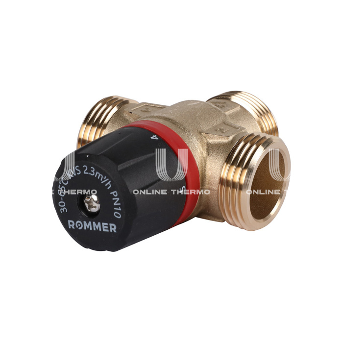 Термостатический смесительный клапан Rommer RVM-1131-236525 НР 1", Kvs 2.3, PN5, 30-65°C 