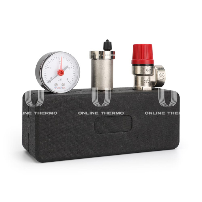 Группа безопасности котла Varmega VMSG05-M306030, 1", 3 бар, сталь, до 50 кВт, с термоизоляцией 