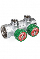 Регулирующий проходной коллектор FAR FK 3821 3412, 3/4" ВР-НР, на 2 контура  1/2" НР, модульный, конусное соединение 