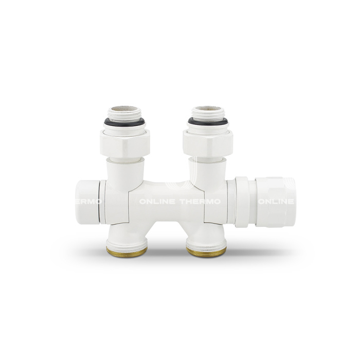 Узел нижнего подключения Varmega VMDV25-100415, 1/2"х3/4"EK, универсальный, белый 