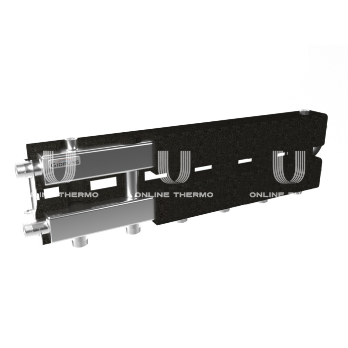 Модульный распределительный коллектор Gidruss (Гидрусс) MKSS-60-4D.EPP, до 60 кВт, нержавеющая сталь, с термоизоляцией 