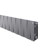 Биметаллический дизайн радиатор Royal Thermo PianoForte VD 200 Silver Satin (серый) VDR80 - 16 секций, нижнее правое подключение, 80мм 