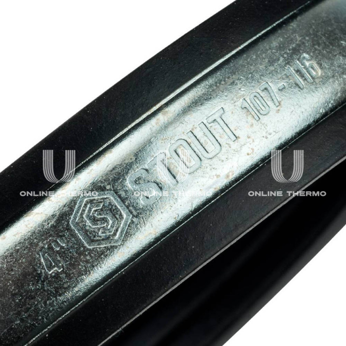 Хомут для труб Stout комплект: хомут+шпилька шуруп +дюбель пластиковый 4" (107-116) 