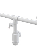 Сифон для сдвоенной мойки Alcaplast A448P-DN50/40, сдвоенный, пластиковый, с накидными гайками 6/4" и подводкой 