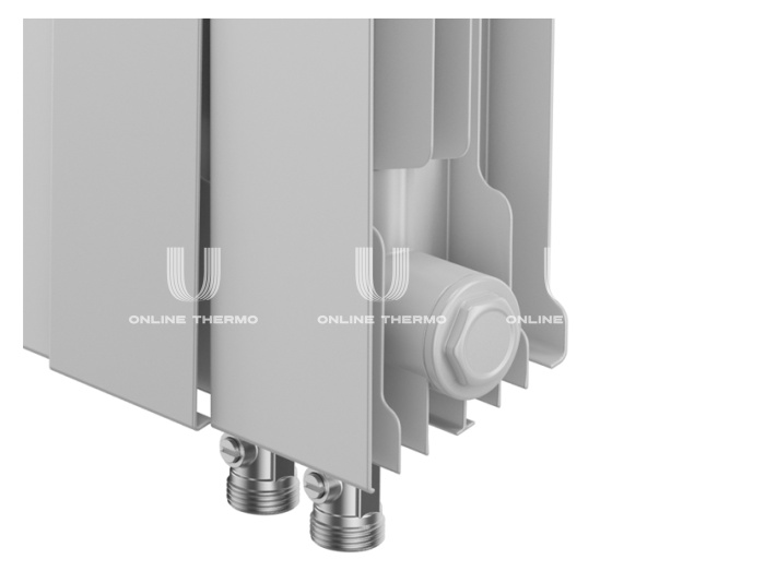 Биметаллический дизайн радиатор Royal Thermo PianoForte 500 Bianco Traffico (белый) VDR80 - 8 секций, нижнее правое подключение, 80мм 